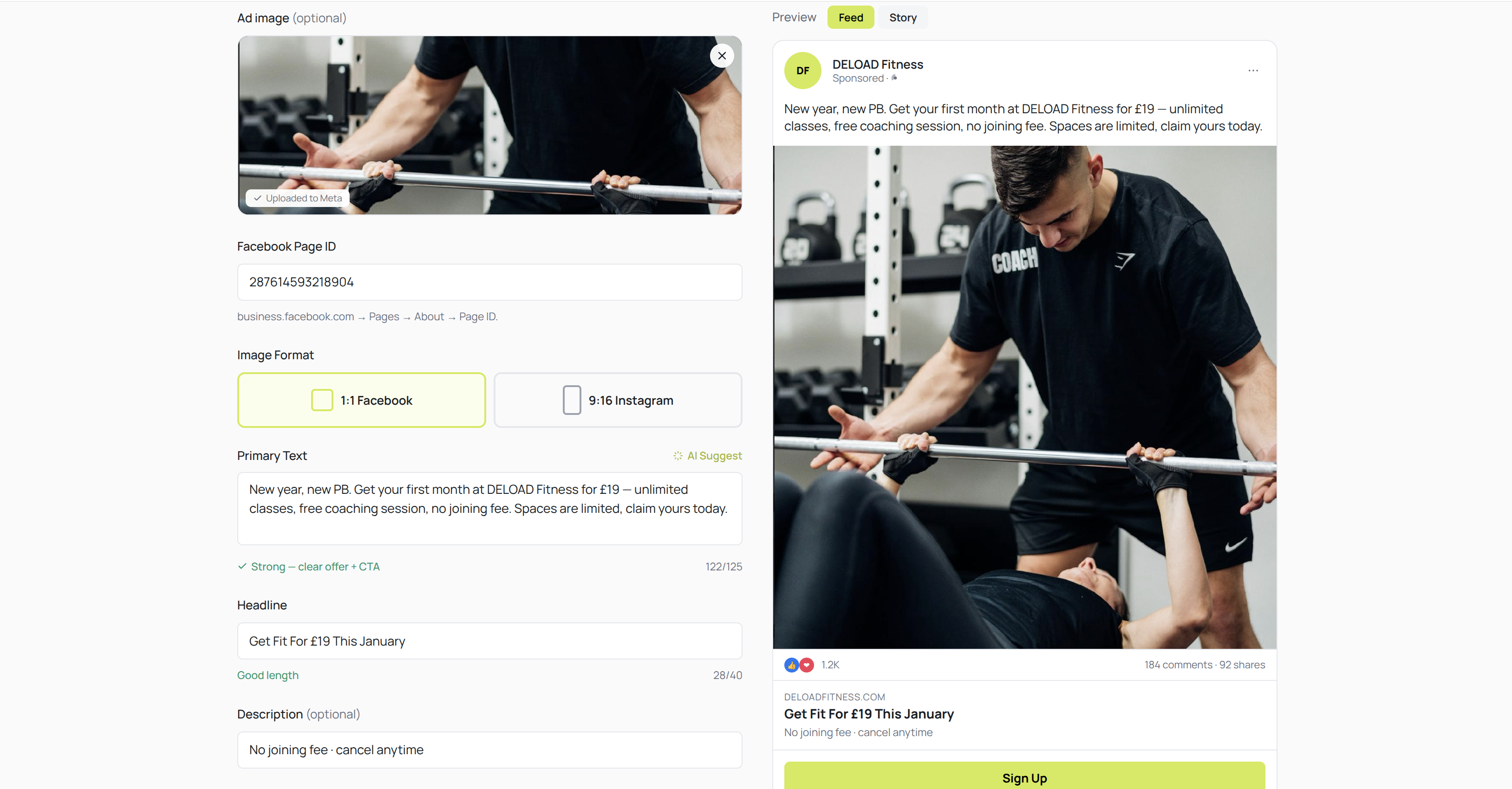 Launch Facebook & Instagram ads in minutes